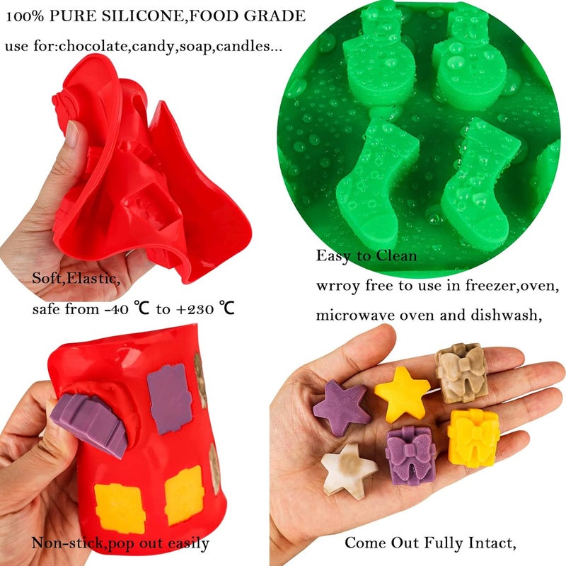 Winerming Christmas Silicone Molds Christmas Chocolate Mold Candy Molds for Baking Sweet Treats,Cake Xmas Gift Handmade Soap Candles with Shape of Christmas Tree Santa Head for Christmas Party, Home Baking - Image 5